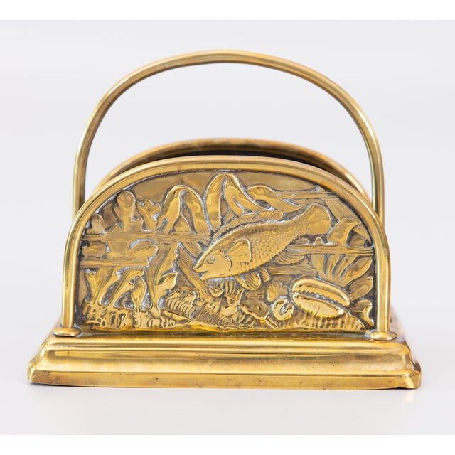 English Edwardian Brass Fish Letter Rack Holder For Sale - Image 4 of 9
