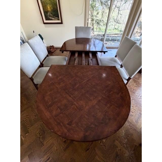 Auburn Beautiful Traditional Oak Parquet Dining Room Table and Chairs With 2 Exenstions For Sale - Image 8 of 17