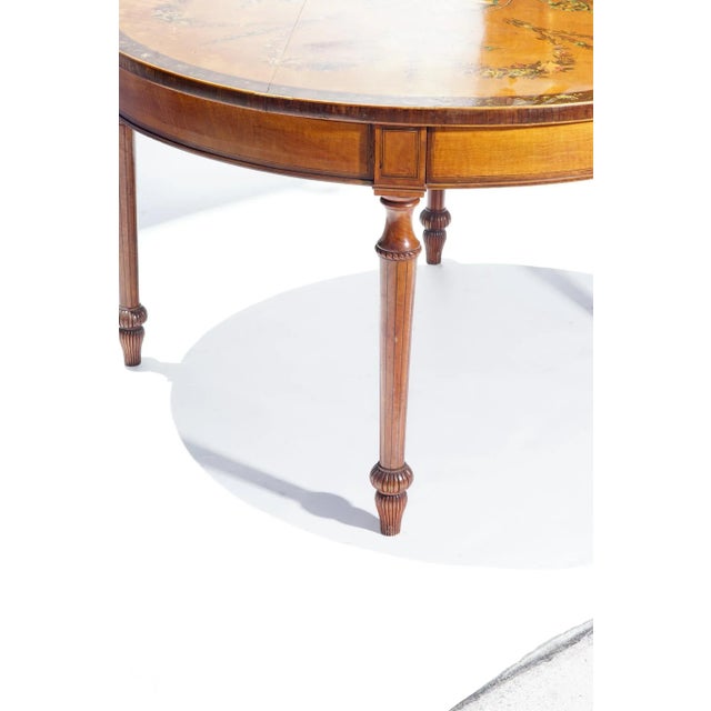 English 19th C. English Painted Satinwood Round Table For Sale - Image 3 of 4