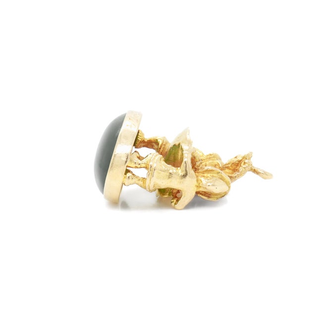 14k Gold & Alaskan Jade Cabochon Inuit / Inupiat Blanket Toss Charm or Pendant For Sale - Image 10 of 11