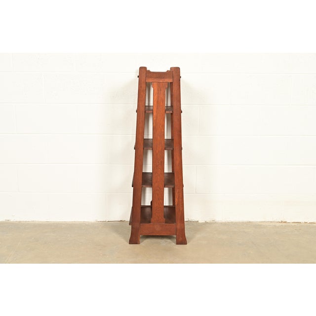 Stickley Brothers Mission Oak Arts & Crafts Slatted Bookcase or Magazine Rack, Circa 1910 For Sale - Image 9 of 11
