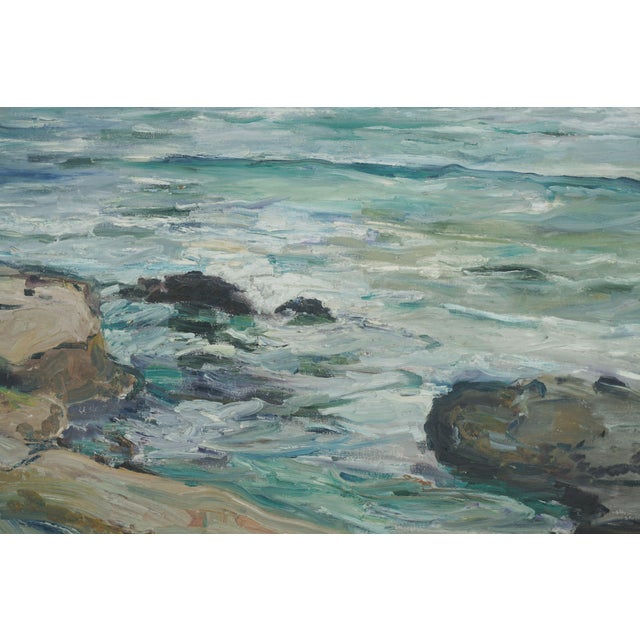 Textile Mid Century San Diego Impressionist Seascape by Georgia Crittenden Bemis, 1939 by Georgia Crittenden Bemis For Sale - Image 7 of 7