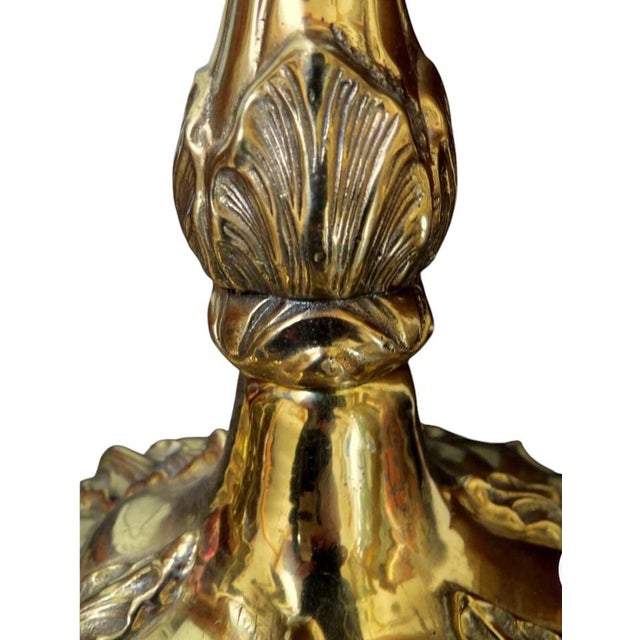 Metal Gorgeous Set Brass Candle Holders For Sale - Image 7 of 11