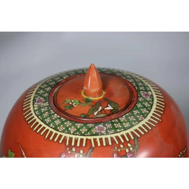 Chinese 19th century Exquisite Persimmon Porcelain Ginger Jars- Qing Dynasty - a Pair For Sale - Image 3 of 4