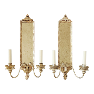 Vaughan Designs Antique Silver Mirrored Wall Sconces-a Pair