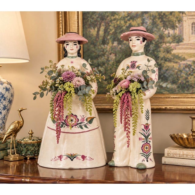 Val's Dollhouse is proud to present this nearly antique pair of hand painted ceramic vases from Weston Ware of California....