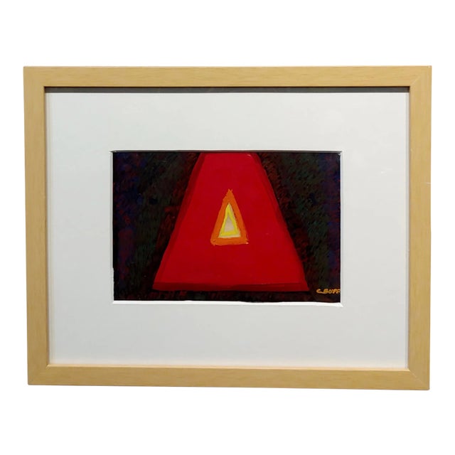 Conrad Buff - Deep Red Triangle -Modernist Oil Painting For Sale