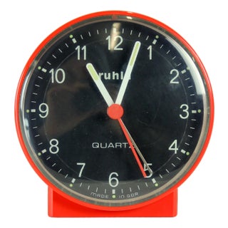 Vintage Alarm Clock in Red Plastic from Ruhla, GDR, 1970s For Sale