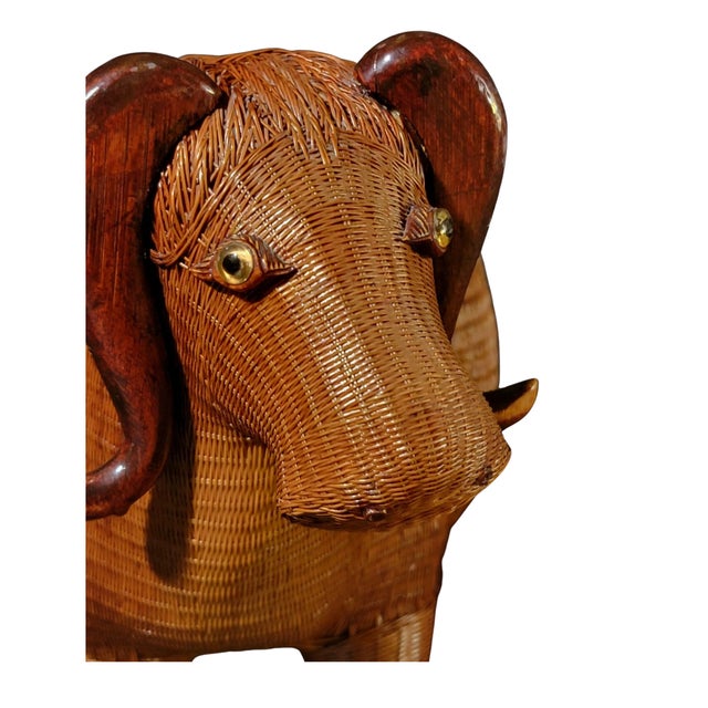 Vintage Chinese Wicker Water Buffalo For Sale - Image 4 of 6