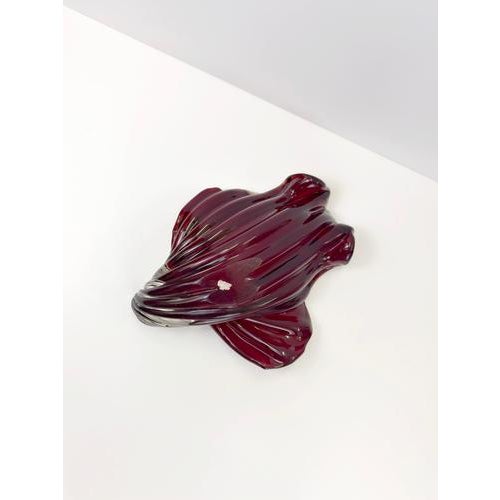 Large Red Sommerso Murano Glass Shell Bowl attributed to Alfredo Barbini, 1960s For Sale - Image 9 of 12