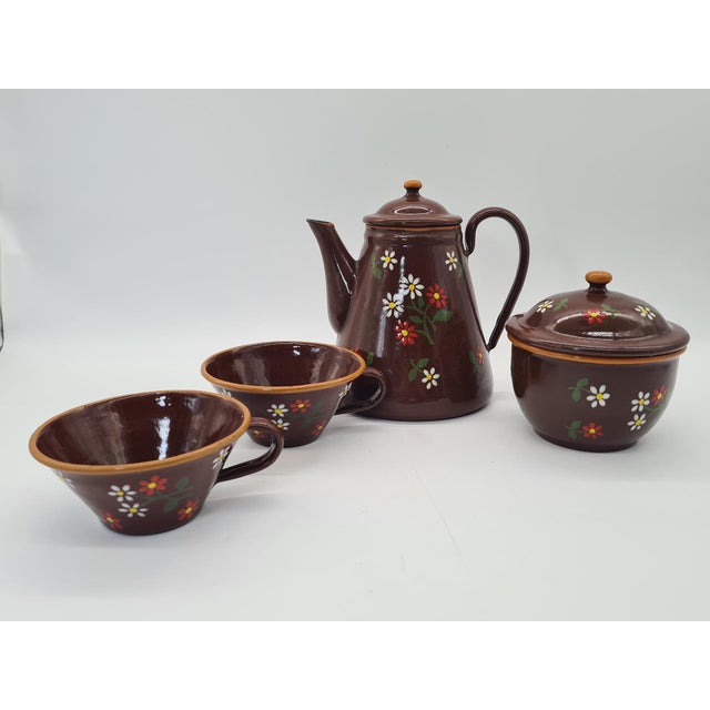 Vintage Teapot, Sugar Bowl, and Cups, 1960s, Set of 4 For Sale - Image 6 of 9