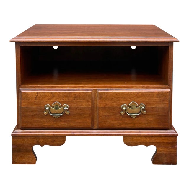 Vintage Jamestown Sterling Chippendale Solid Cherry 1 Drawer Nightstand With Open Shelf For Sale