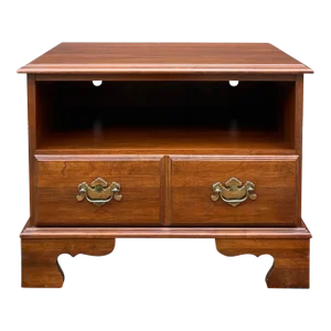 Vintage Jamestown Sterling Chippendale Solid Cherry 1 Drawer Nightstand With Open Shelf