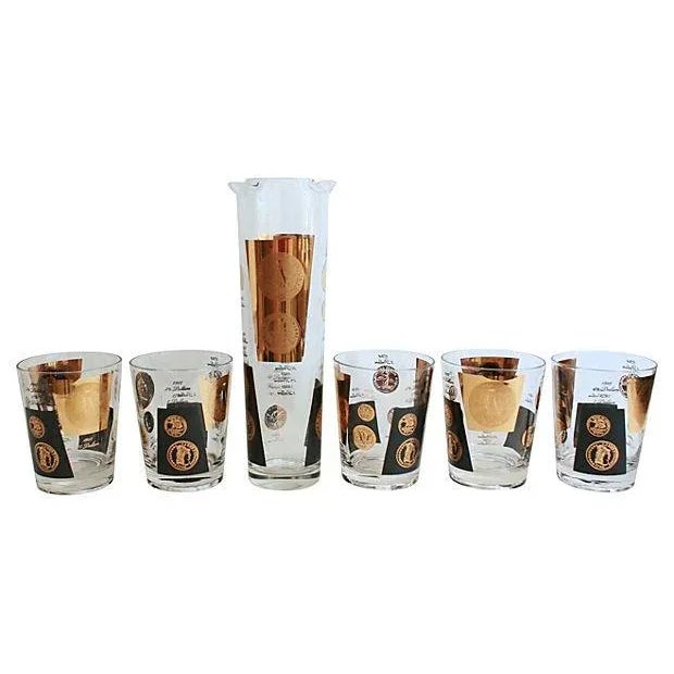 Mid-Century Currency Barware - Set of 6 For Sale - Image 4 of 4