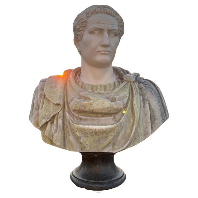 Huge Bust of Roman Emperor, 1950, Marble For Sale - Image 10 of 10