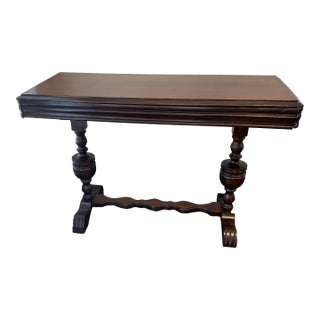 Vintage Jacobean Revival Draw-Leaf Console Table, 1930s For Sale