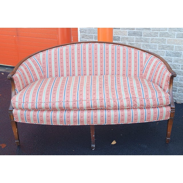 Pair Sheraton Style Mahogany Framed Upholstered Living Room / Lounge