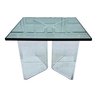Modern Lucite and Glass Side Table For Sale
