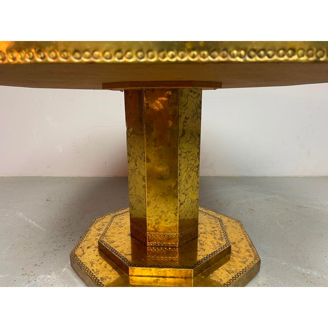 Mid-Century Octagonal Brass and Burl Veneer Coffee Table, 1970s For Sale - Image 14 of 18
