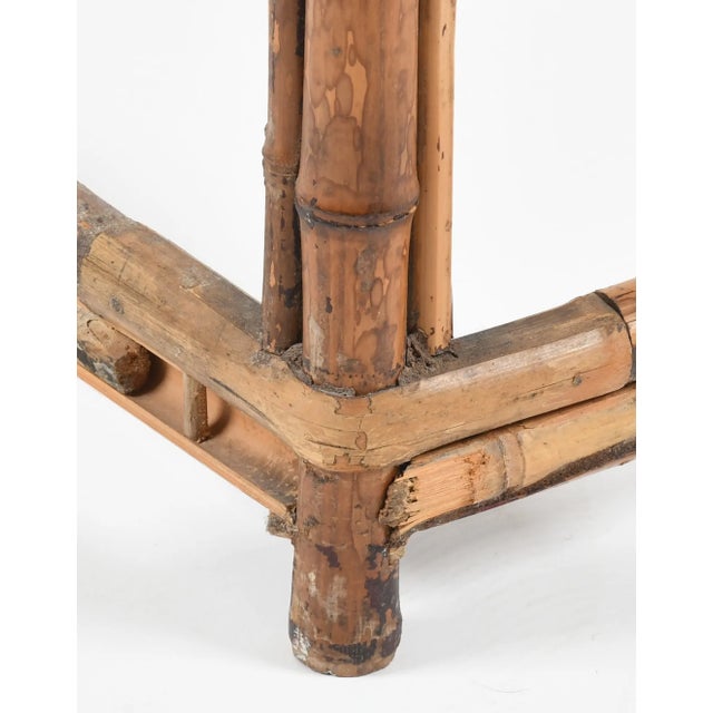 19th Century Bamboo and Rattan Table With Greek Key Apron and Fretwork For Sale - Image 4 of 5