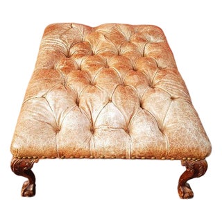The Chesterfield Leather Ottoman by Old Hickory Tannery For Sale