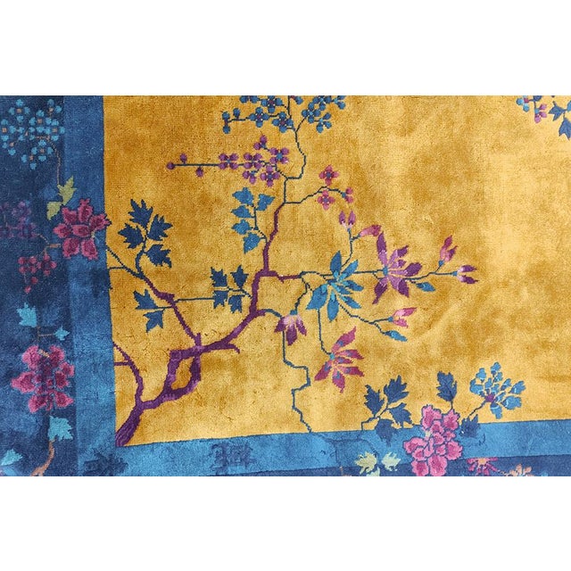 Antique Wool - Manchester Yellow Hand Knotted Pile Rug, Circa Date: 1920s. This exceptional Art Deco piece captures the...