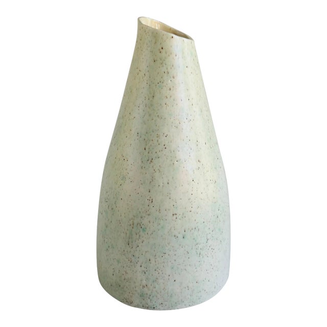 1959 Studio Ceramic Speckled Eggshell Vase For Sale