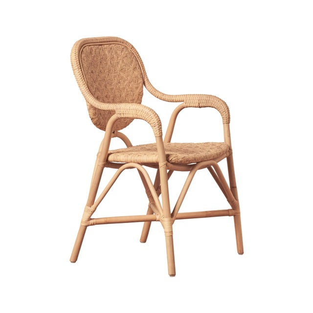 French Portofino Rattan, Bistro Arm Chairs, Natural For Sale - Image 3 of 6