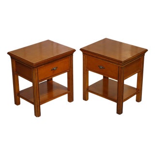 Vintage French Style Hardwood Nightstands, Set of 2 For Sale