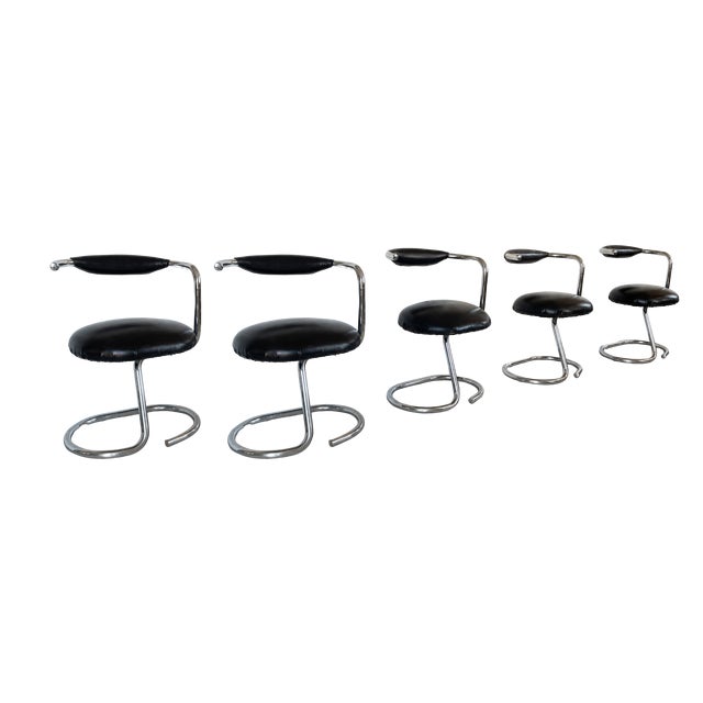 Vintage Cobra Model Chairs by Giotto Stoppino, 1970, Set of 5 For Sale