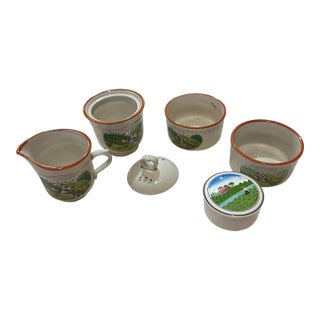 1970s Collection of Stoneware Dishes- Set of 5 For Sale