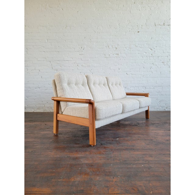 Textile 1990s Danish Modern Teak Sofa by KSL in New Bouclé For Sale - Image 7 of 15