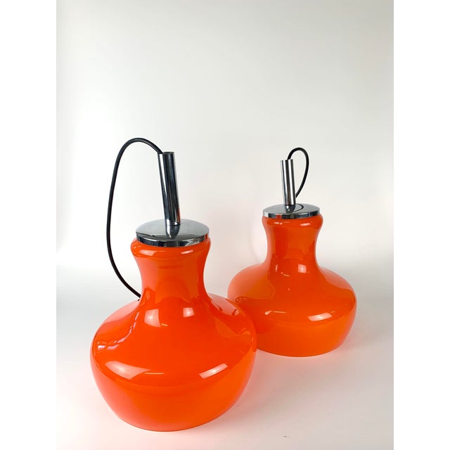 Vintage Orange Glass Pendant Lamp, Germany, 1970s For Sale - Image 13 of 17