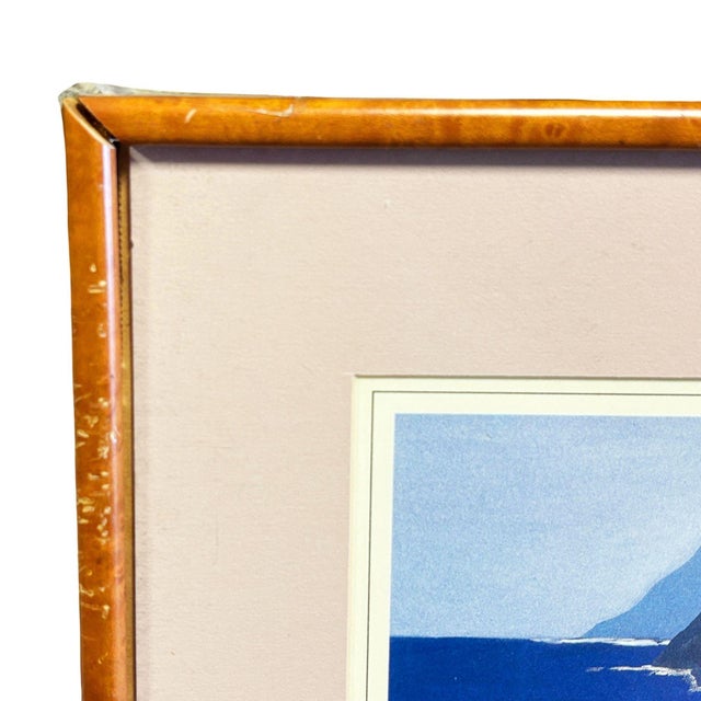 1980 "Wahine" & "Lei Wahine" Lithograph Prints by Luigi Fumagalli in Koa Frame, Pair For Sale - Image 4 of 11