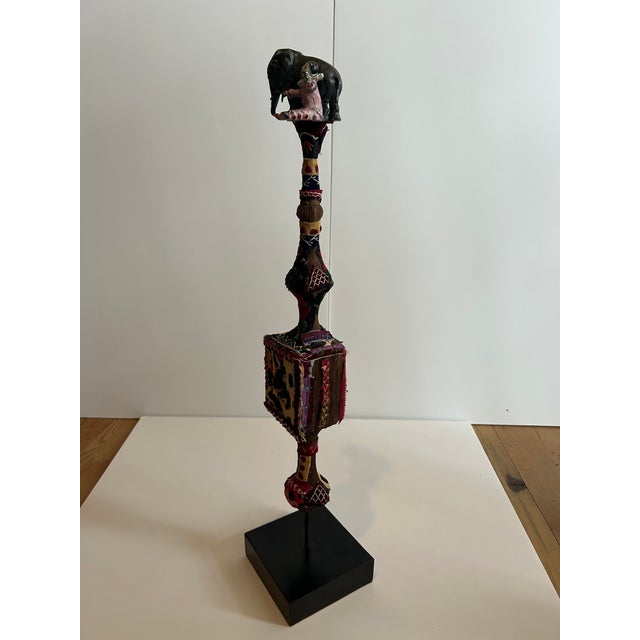 Pink Mixed Media Found Object Sculpture With Elephant & Clown For Sale - Image 8 of 8