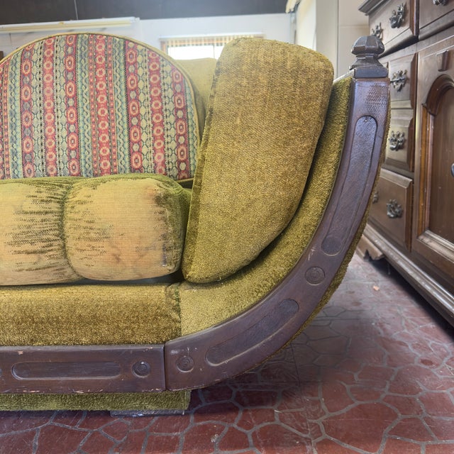 Chartreuse Authentic Mid-Century Spanish Revival Loveseat For Sale - Image 8 of 12