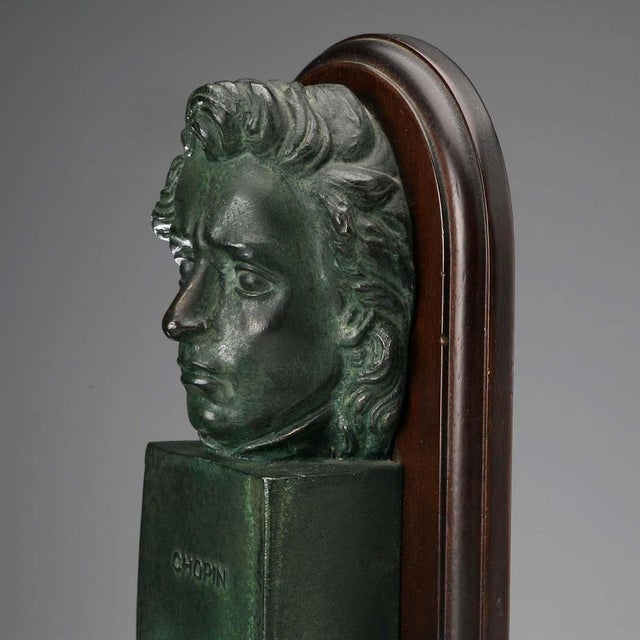 Black Bronze and Wood Bookends, Set of 2 For Sale - Image 8 of 11