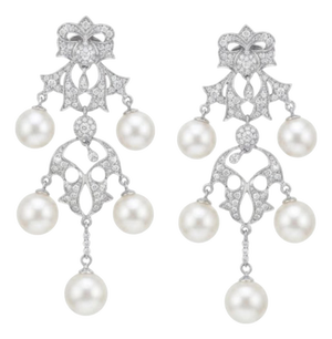 Natural Pearl 49.47cts & Diamond 1.35cts Earring in 14k Gold