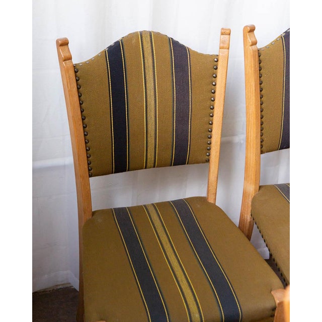 Wood Set of Six Danish Modern Oak and Wool Dining Chairs in the Manner of Henning Kjærnulf, 1970s For Sale - Image 7 of 17