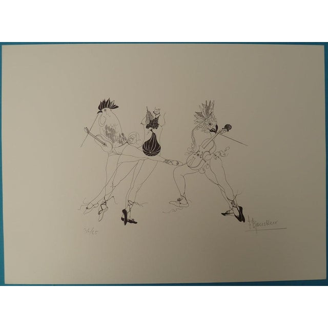 François Boucheix, Les Coqs Musiciens, Lithograph For Sale