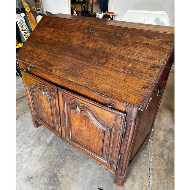 French Provincial Antique 19th Century Walnut French Provincial Slant Front Secretary Desk For Sale - Image 3 of 11