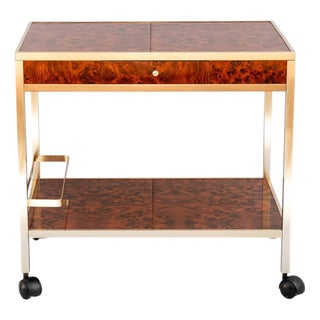 Walnut Burl Bar Cart, 1970s For Sale