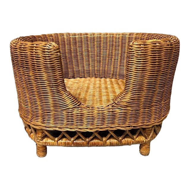 Vintage Wicker Rattan Pet Bed For Sale