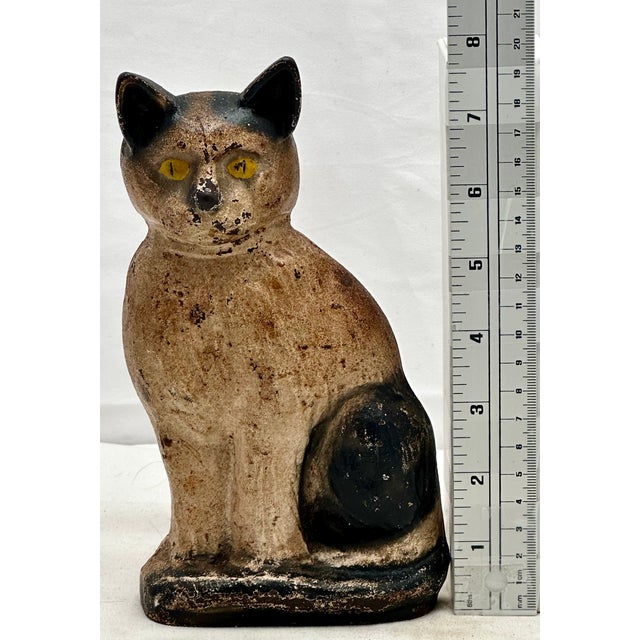 Very Rare Model Vintage 1930s "Wedge" Type Cast Iron Sitting Cat Doorstop by Spencer Guillford For Sale - Image 16 of 18