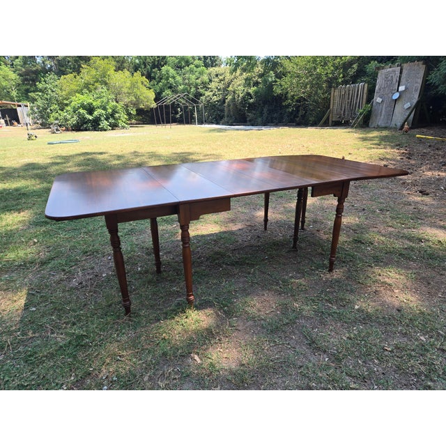 1990s 1990s Wooden Henkel Harris Cherry Dining Table Virginia Galleries Gate Leg Drop Leaf Table For Sale - Image 5 of 17