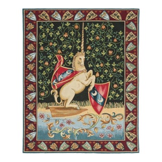 Heraldic Unicorn Loom Woven Tapestry - 85 × 65 Cm (2′9" × 2′2") - Requires Rod Size 2 For Sale