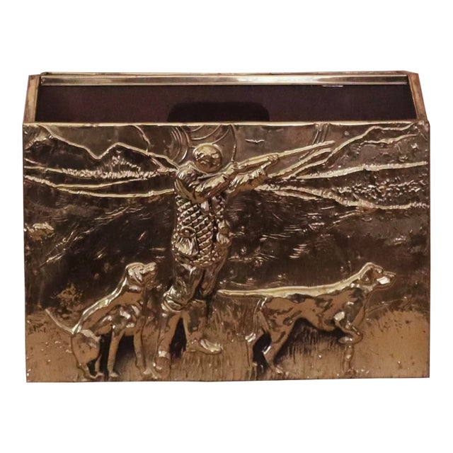Brass Hunter & Dogs Magazine Rack For Sale