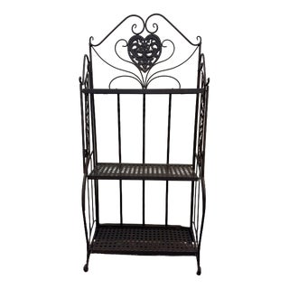 Rustic Painted Metal 3-Tier Outdoor Wall Shelf For Sale