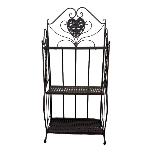 Rustic Painted Metal 3-Tier Outdoor Wall Shelf For Sale