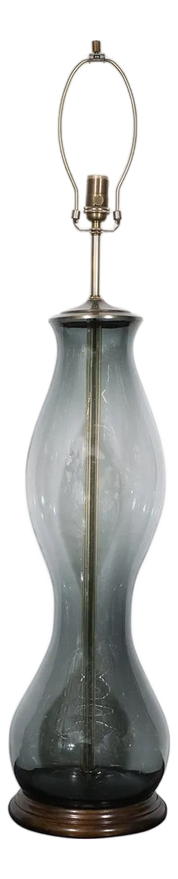 Large smoked glass lamp by Blenko